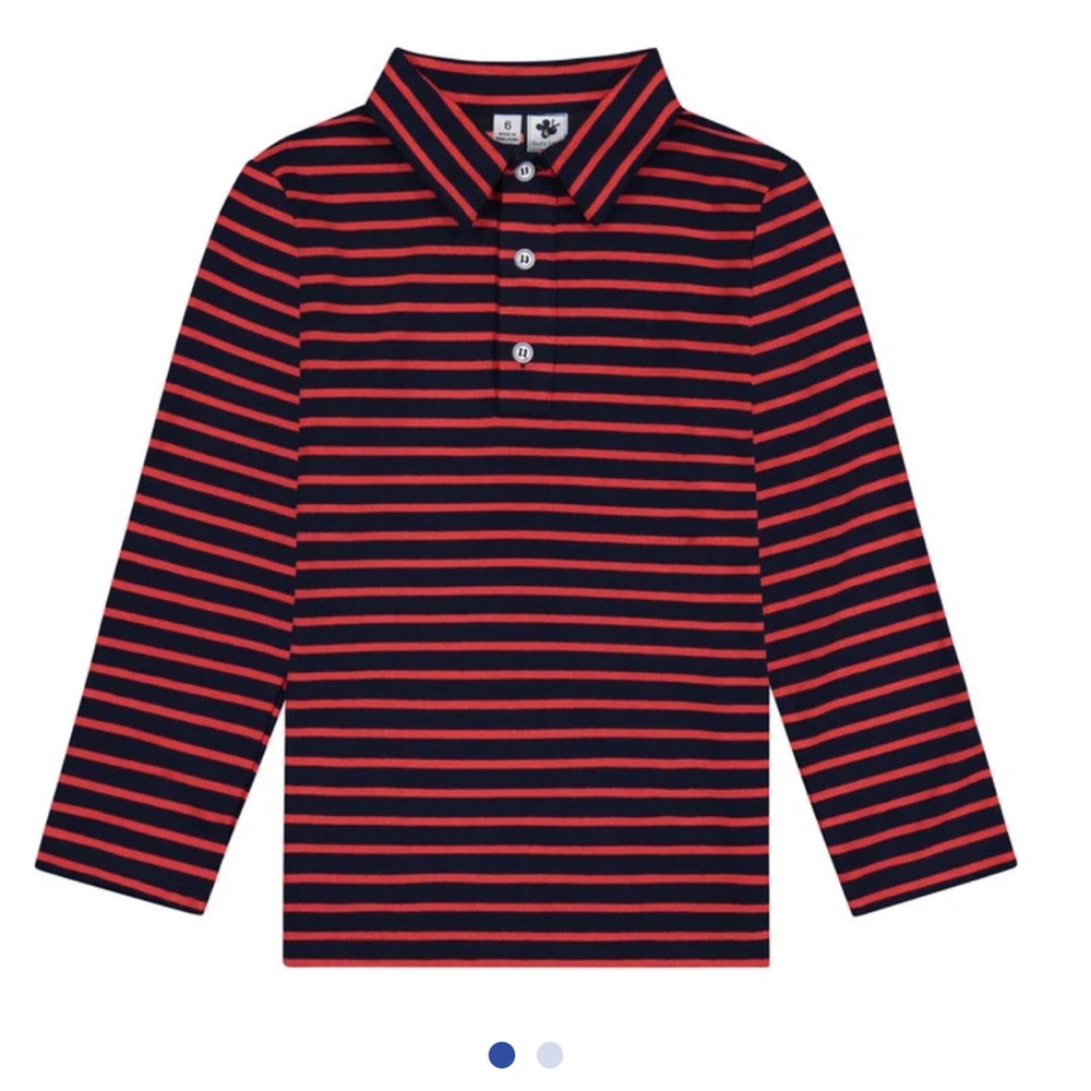 BUSY BEES Long Sleeve Striped Cotton Polo - 6